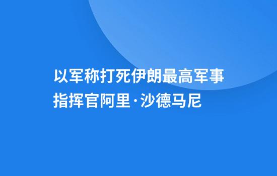 以军称打死伊朗最高军事指挥官阿里·沙德马尼
