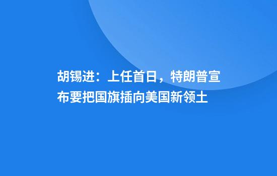 胡锡进:上任首日,特朗普宣布要把国旗插向美国新领土