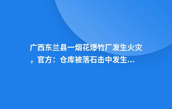 广西东兰县一烟花爆竹厂发生火灾，官方：仓库被落石击中发生自燃