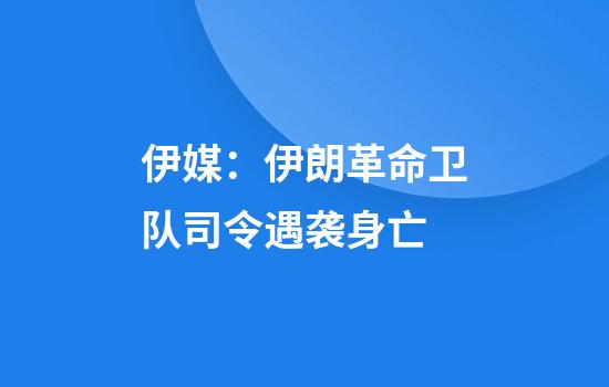 伊媒：伊朗革命卫队司令遇袭身亡
