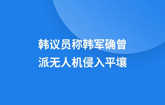 韩议员称韩军确曾派无人机侵入平壤
