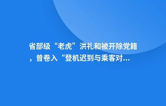省部级“老虎”洪礼和被开除党籍，曾卷入“登机迟到与乘客对骂”风波
