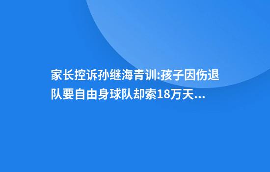 家长控诉孙继海青训:孩子因伤退队要自由身球队却索18万天价