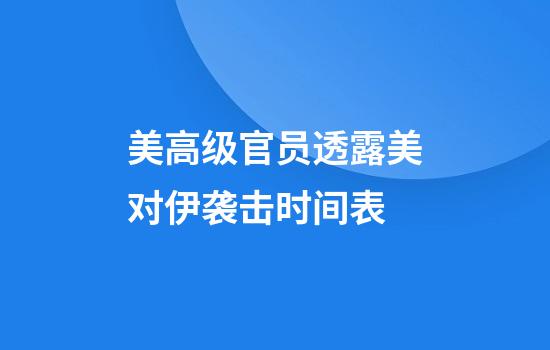 美高级官员透露美对伊袭击时间表