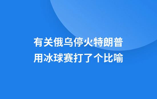 有关俄乌停火特朗普用冰球赛打了个比喻
