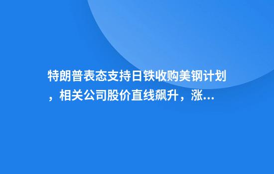 特朗普表态支持日铁收购美钢计划，相关公司股价直线飙升，涨幅一度高达26%，创十多年来新高！