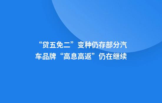 “贷五免二”变种仍存部分汽车品牌“高息高返”仍在继续