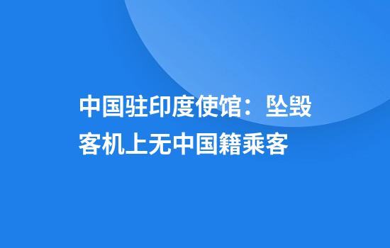 中国驻印度使馆：坠毁客机上无中国籍乘客
