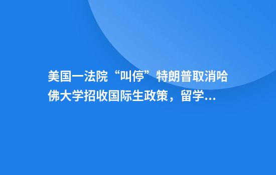 美国一法院“叫停”特朗普取消哈佛大学招收国际生政策，留学生：学校跟学生站在一起