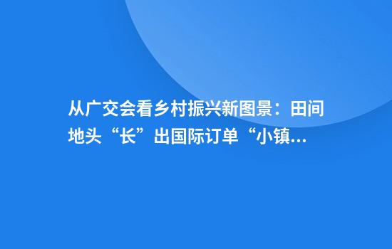 从广交会看乡村振兴新图景：田间地头“长”出国际订单“小镇制造”走向世界舞台