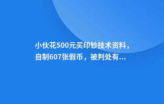 小伙花500元买印钞技术资料，自制607张假币，被判处有期徒刑十年