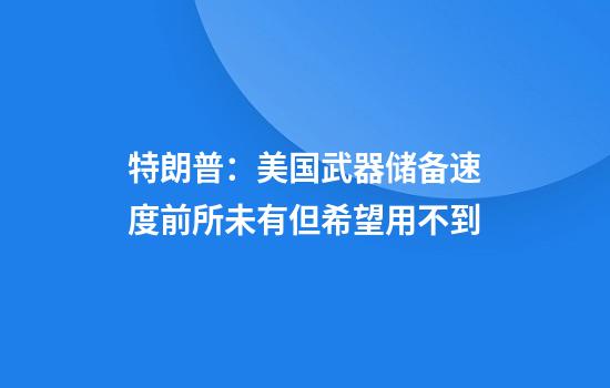 特朗普：美国武器储备速度前所未有但希望用不到
