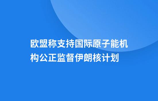 欧盟称支持国际原子能机构公正监督伊朗核计划