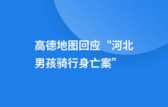 高德地图回应“河北男孩骑行身亡案”