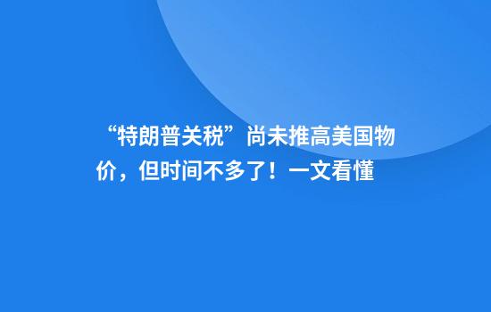 “特朗普关税”尚未推高美国物价，但时间不多了！一文看懂