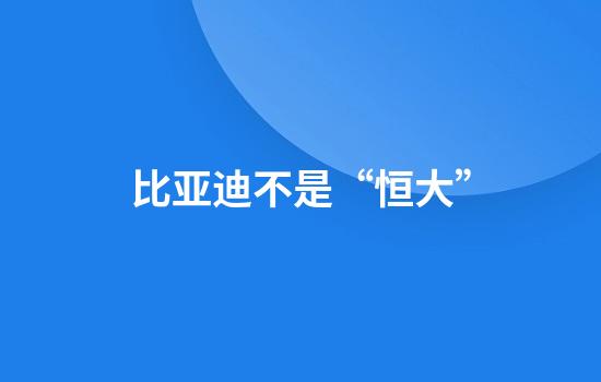 比亚迪不是“恒大”