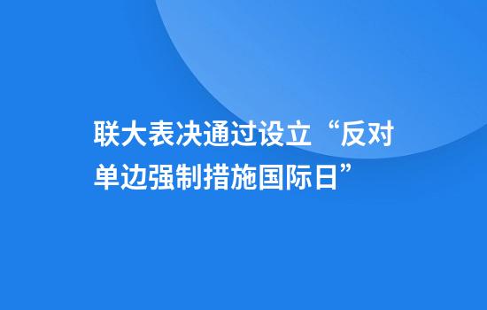 联大表决通过设立“反对单边强制措施国际日”
